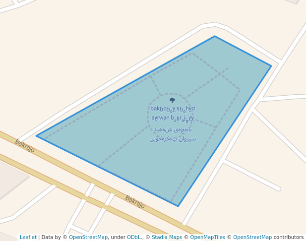 walking in باخچەی شەهید سیروان بەکرەجۆیی map in Sulaymaniyah