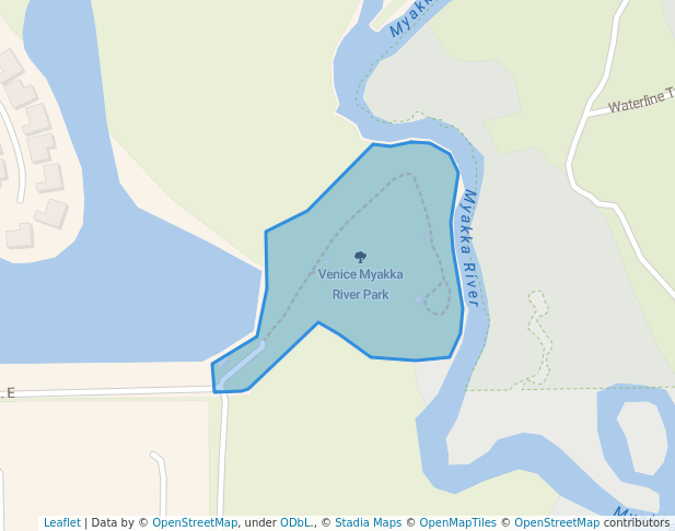 walking in Venice Myakka River Park map in Nokomis