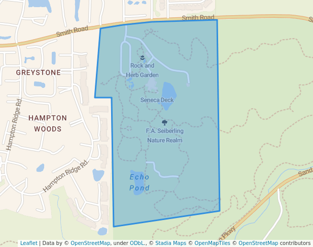walking in F.A. Seiberling Nature Realm map in Akron