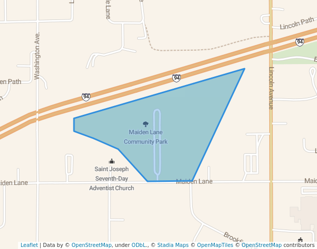 walking in Maiden Lane Community Park map in St. Joseph