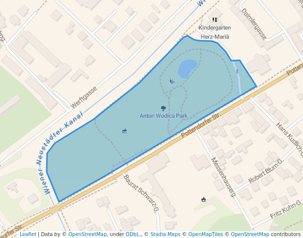 walking in Anton Wodica Park map in Wiener Neustadt