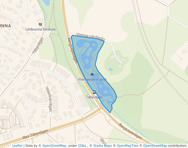 walking in Visingedammarna map in Täby