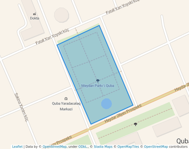 walking in Meydan Parkı map in Quba