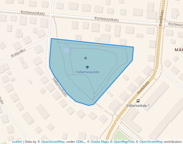 walking in Vellamonpuisto map in Jyväskylä