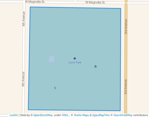 walking in Lions Park map in Dodge City