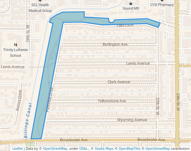 walking in Lillis Park map in Billings