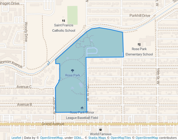 walking in Rose Park map in Billings
