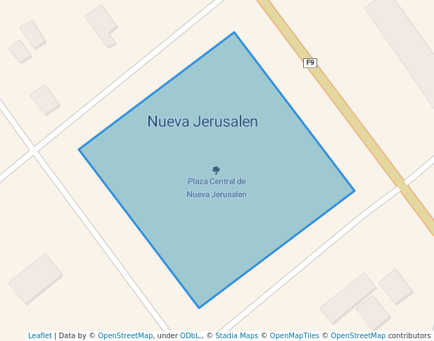 walking in Plaza Central de Nueva Jerusalen map in Nueva Jerusalén