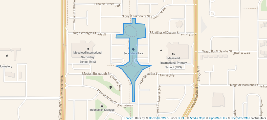 walking in Secondary Park map in Umm Said