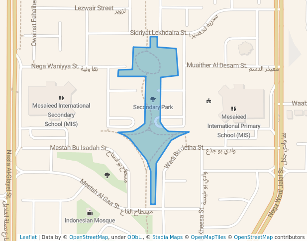 walking in Secondary Park map in Umm Said