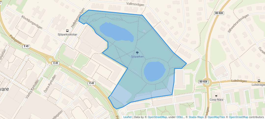 walking in Sjöparken map in Gällivare