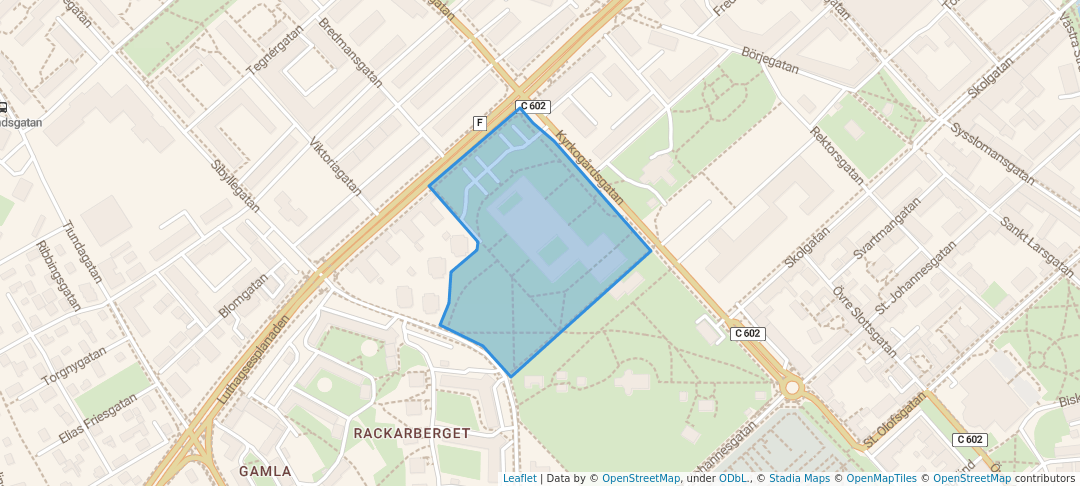 walking in Ekonomikumparken map in Uppsala