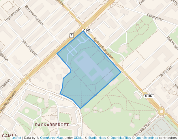 walking in Ekonomikumparken map in Uppsala