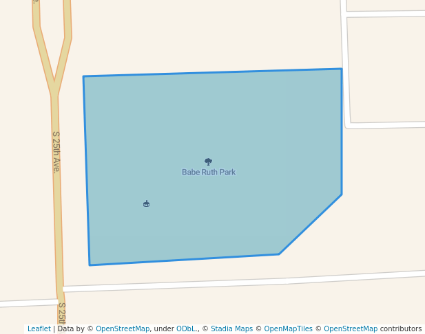 walking in Babe Ruth Park map in Bellwood