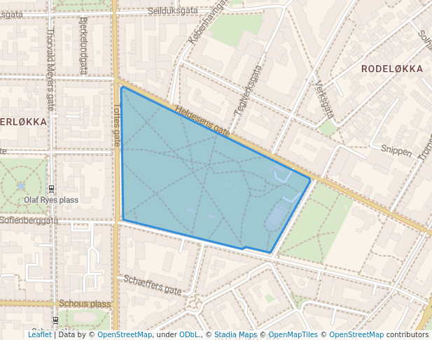 walking in Sofienbergparken map in Oslo
