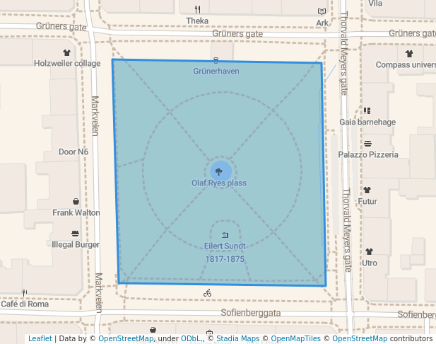 walking in Olaf Ryes plass map in Oslo