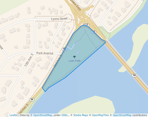 walking in Lyon Park map in Wisconsin Rapids