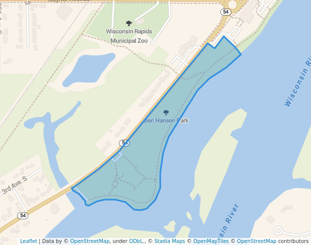 walking in Ben Hansen Park map in Wisconsin Rapids