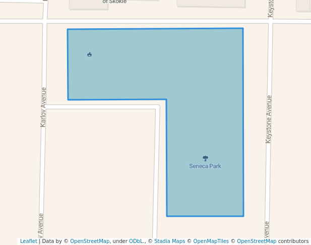 walking in Seneca Park map in Skokie