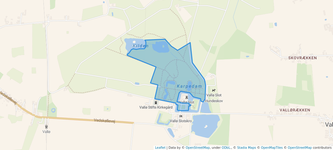 walking in Vallø Slotspark map in Køge