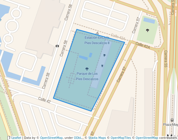 walking in Parque de Los Pies Descalzos map in Medellín