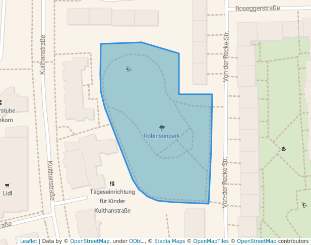 walking in Robinsonpark map in Dortmund
