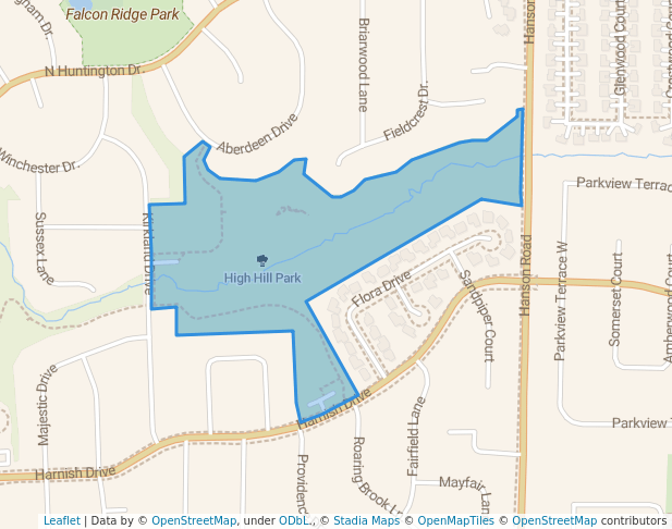 walking in High Hill Park map in Algonquin