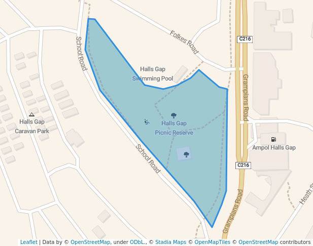 walking in Halls Gap Picnic Reserve map in Halls Gap