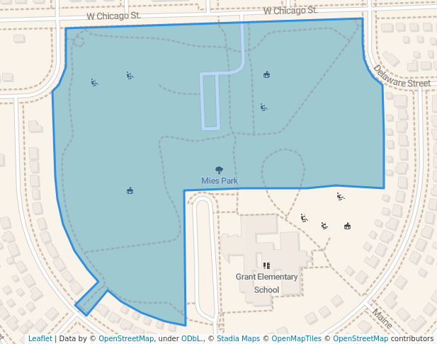walking in Mies Park map in Livonia