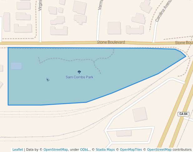 walking in Sam Combs Park map in West Sacramento