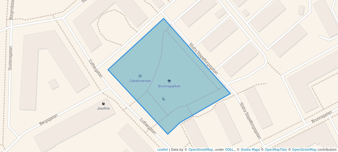 walking in Brunnsparken map in Gävle