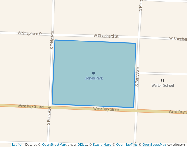 walking in Jones Park map in Denison