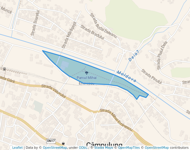 walking in Parcul Mihai Eminescu map in Câmpulung Moldovenesc