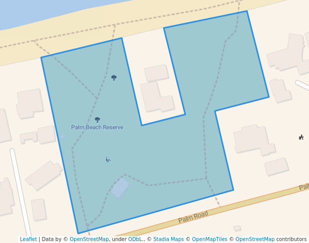 walking in Palm Beach Reserve map in Waiheke Island