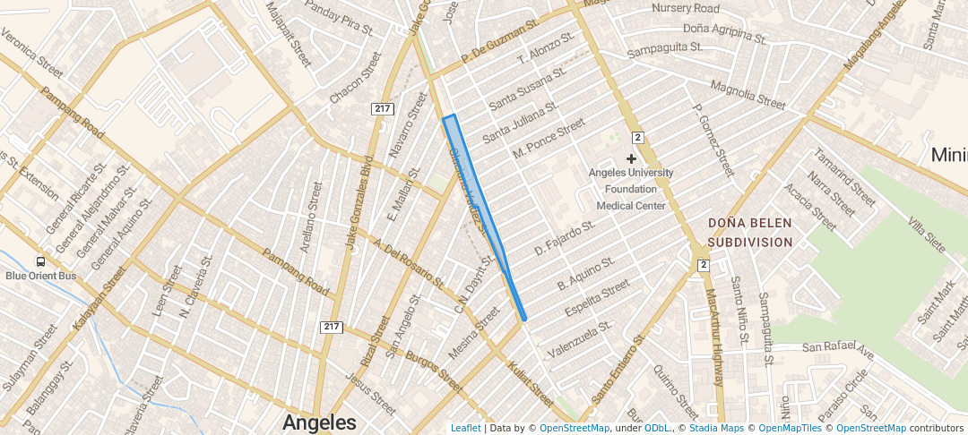 walking in Marisol Crossing People's Park map in Angeles