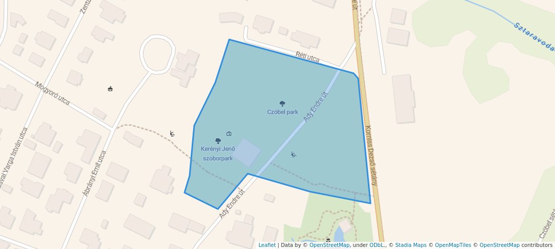 walking in Czóbel Park (Szoborpark) map in Szentendre