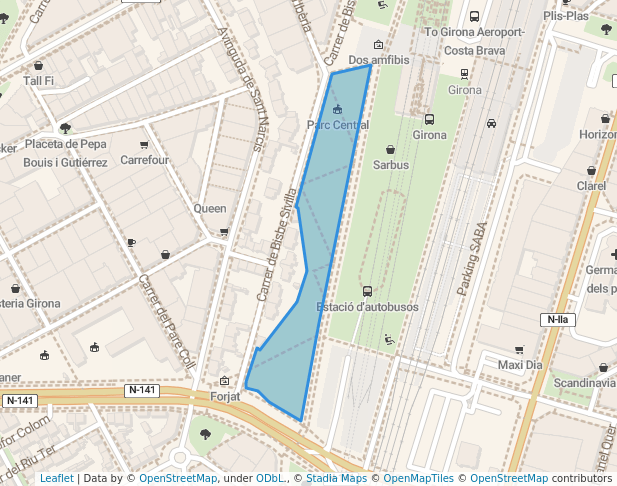 walking in Parc Central map in Girona