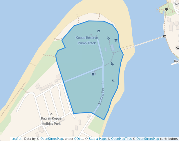 walking in Kopua Reserve map in Raglan