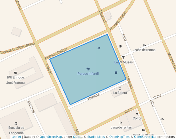 walking in Parque Infantil map in Holguín