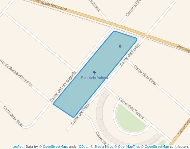 walking in Parc dels fruiters map in Cassà de la Selva