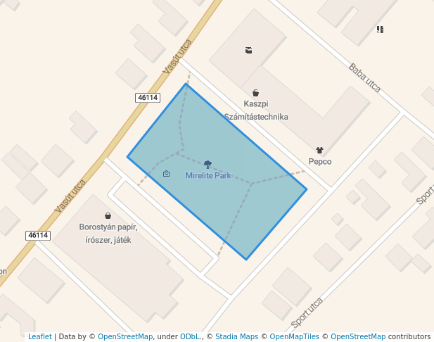 walking in Mirelite Park map in Albertirsa