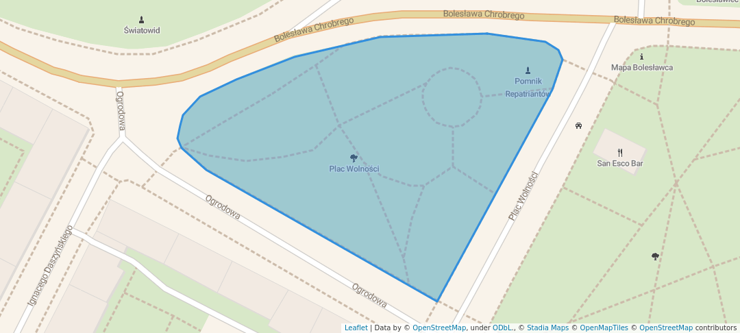 walking in Plac Wolności map in Bolesławiec