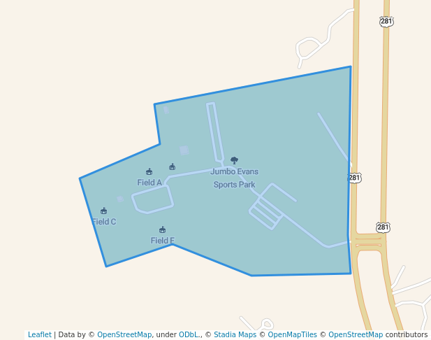 walking in Jumbo Evans Sports Park map in Spring Branch