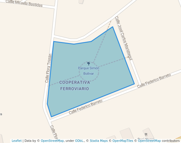 walking in Parque Simón Bolivar map in Arequipa