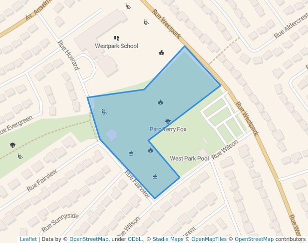 walking in Parc Terry Fox map in Dollard-des-Ormeaux