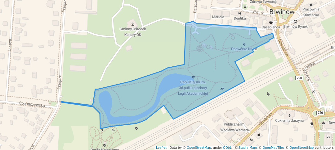 walking in Park Miejski im. 36 pułku piechoty Legii Akademickiej map in Brwinów