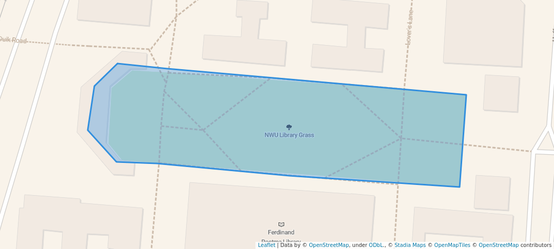 walking in NWU Library Grass map in Potchefstroom