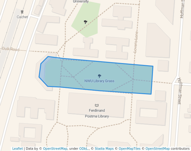 walking in NWU Library Grass map in Potchefstroom