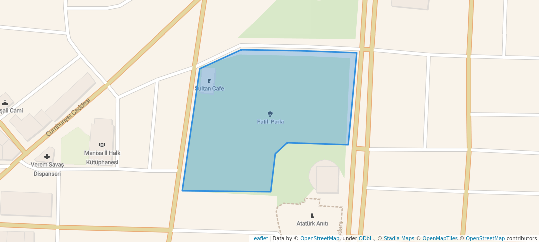 walking in Fatih Parkı map in Manisa