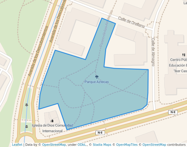 walking in Parque Aztecas map in Torrejón de Ardoz